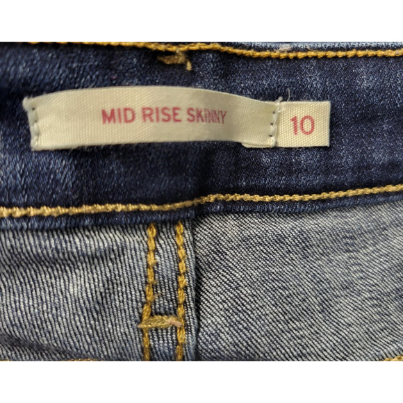 Levis Jeans Womens 10 Blue Mid Rise Skinny Denim 5 Pocket Zip Fly Classic Dark - Picture 3 of 15
